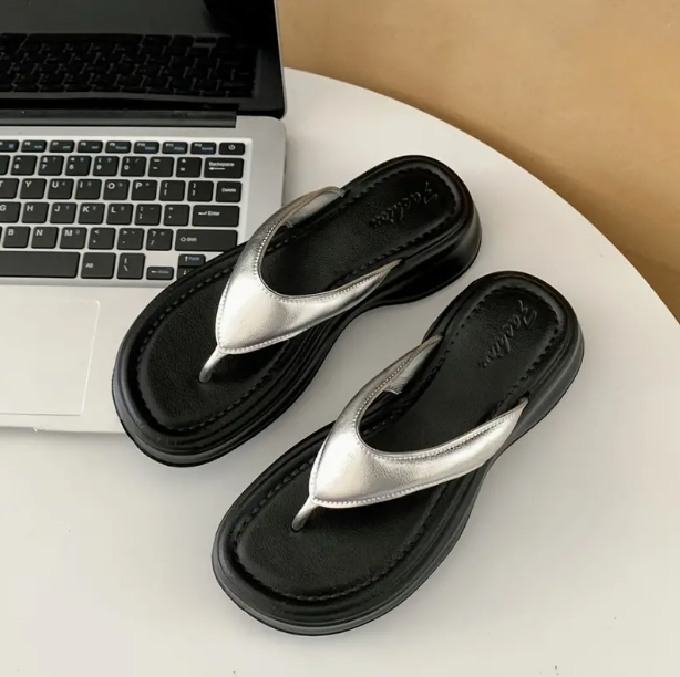 Silver Comfy Slides- Platform